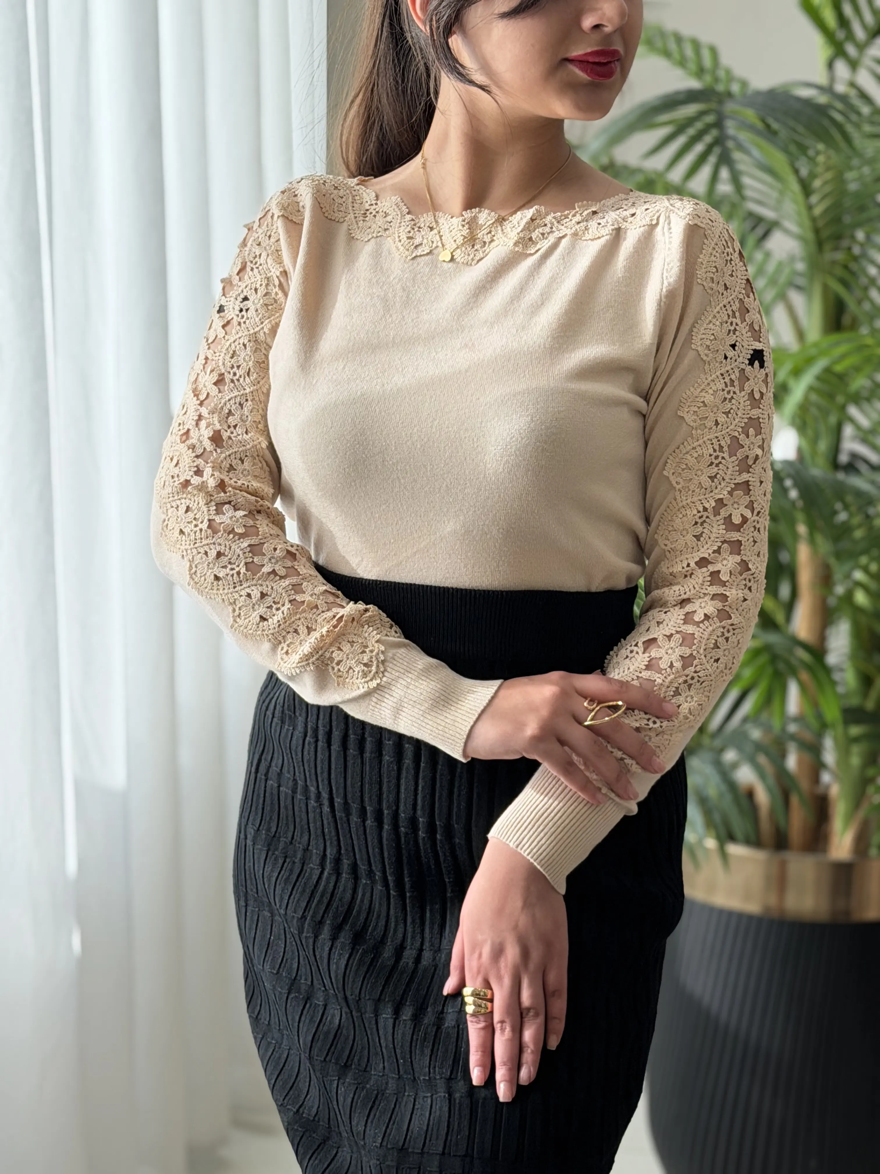 بافت آستین دانتل کد2309